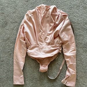 New House of CB Giselle satin blouse  bodysuit XS x-small NWT
